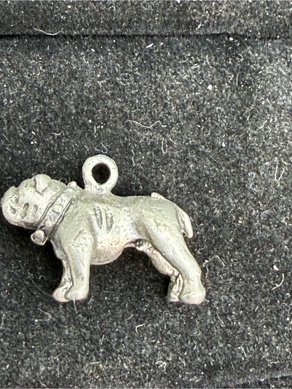 Vintage Silver Tone Bulldog Bull Dog UGA Small Charm Pendant Studded Collar